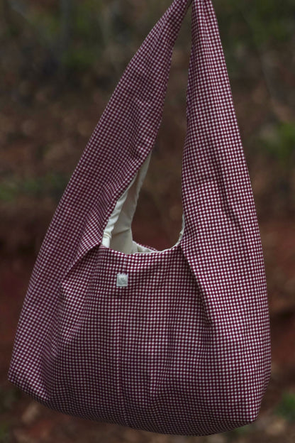 Tote bag red checker