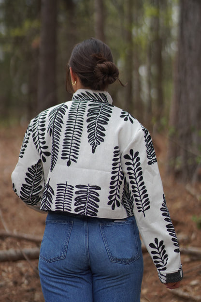 Leaves jacket B&W