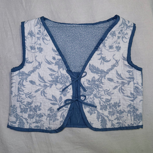 Sleeveless Quilted Vest (blue floral)