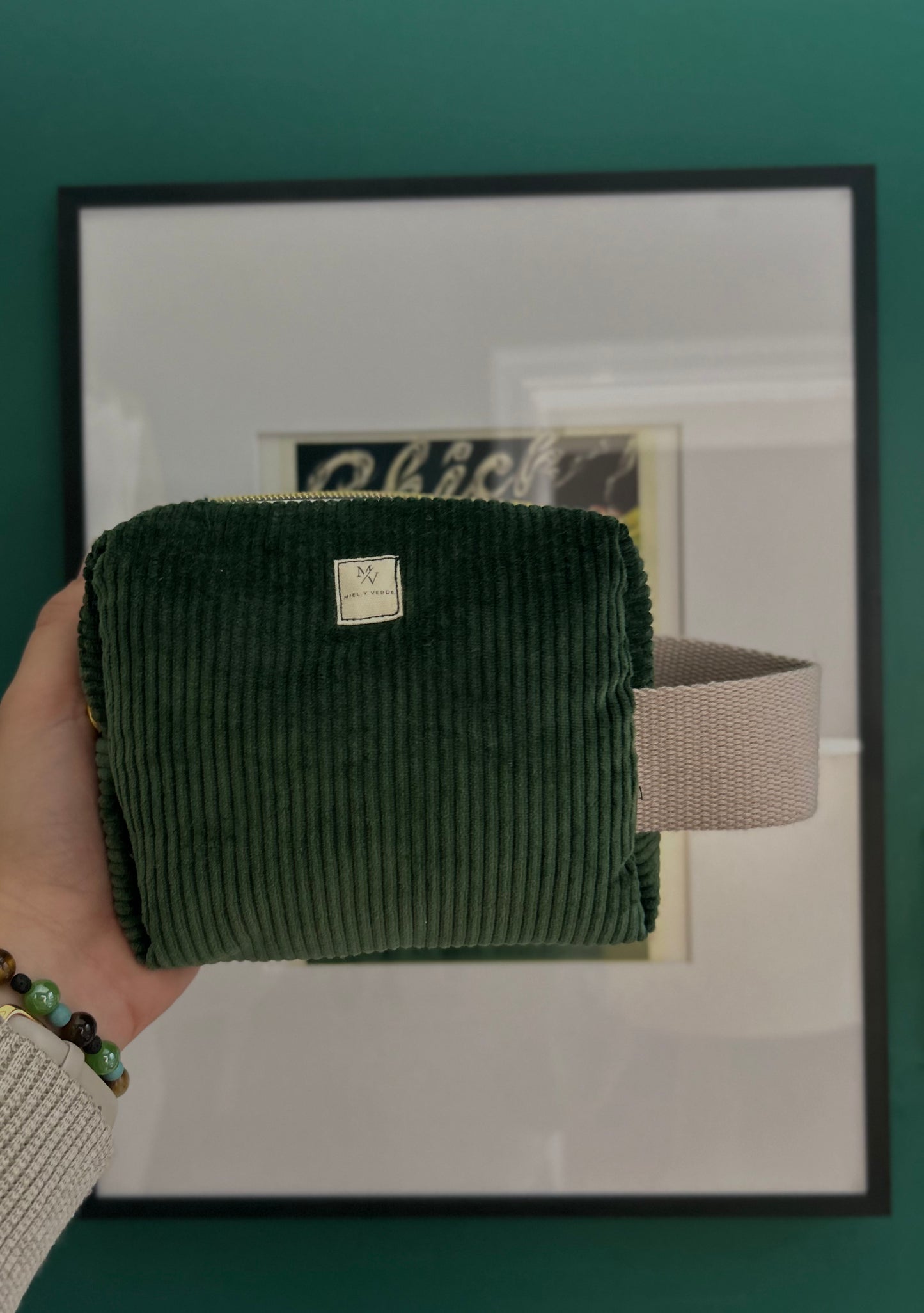 Cosmetic Bag Green Corduroy