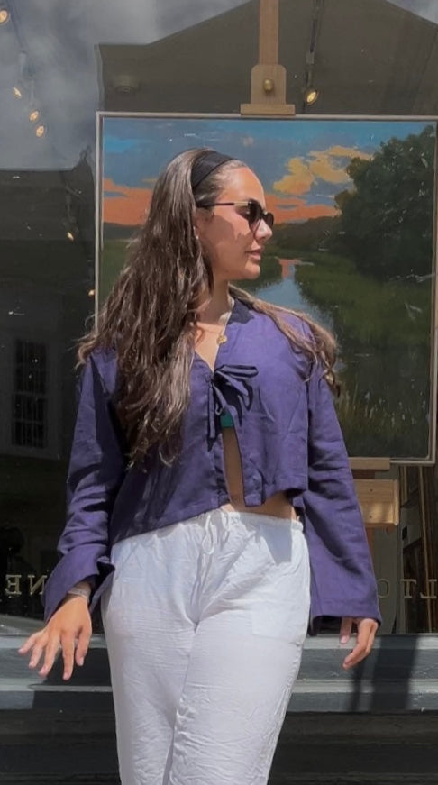 Bow Top Blue linen