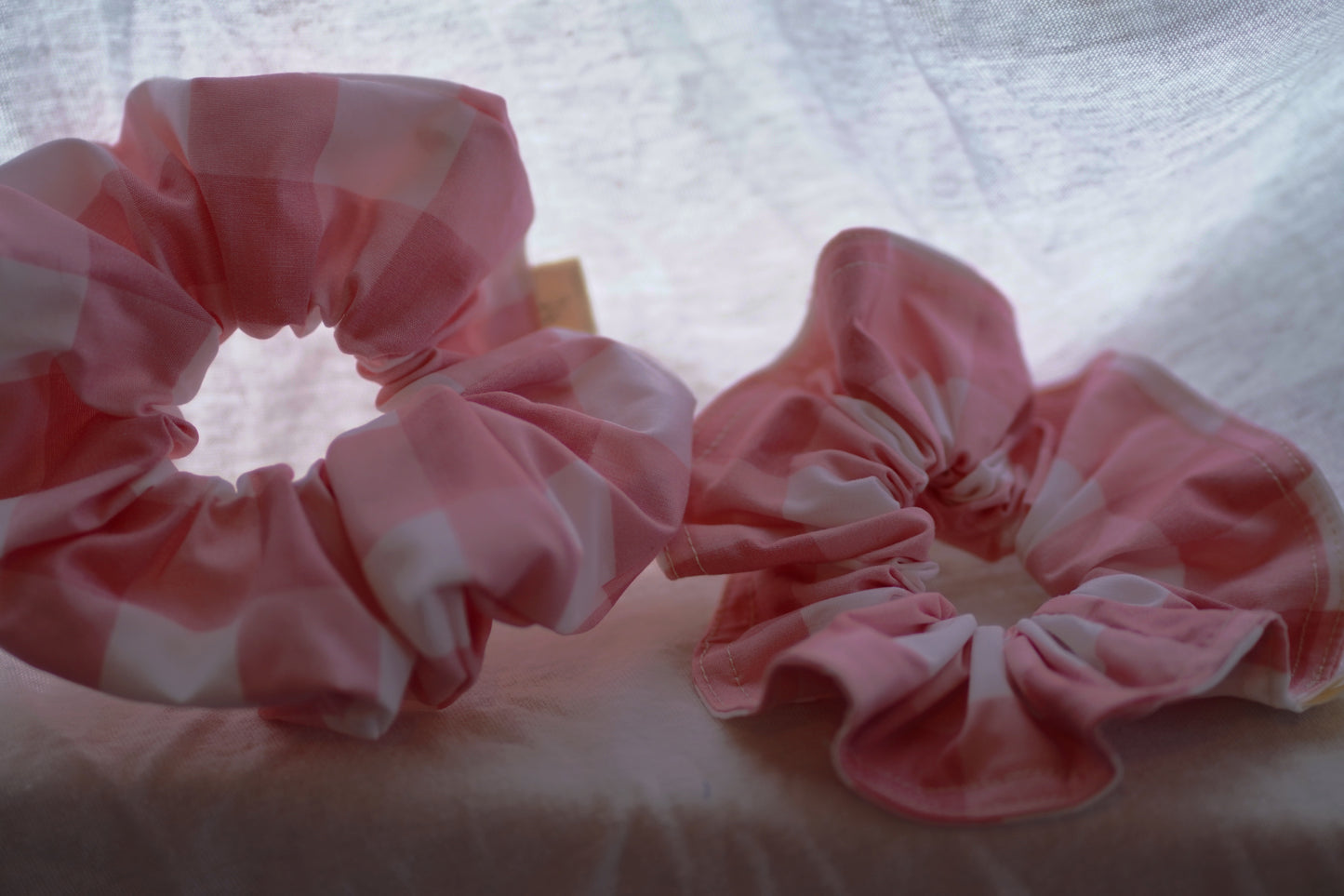 Pink Picnic Scrunchie with Top Stitch