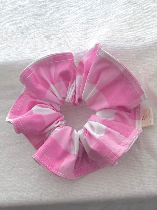 Pink Picnic Scrunchie with Top Stitch