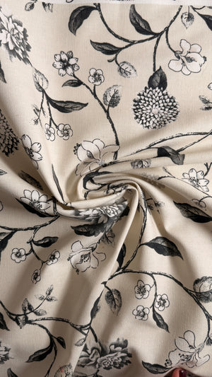 off white floral cotton canvas